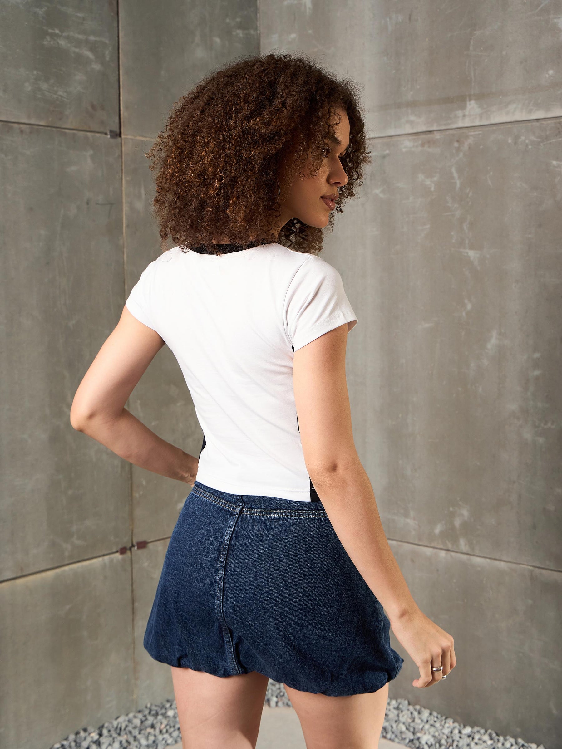 White & Black 96 Print Fitted T-Shirt-SASSAFRAS