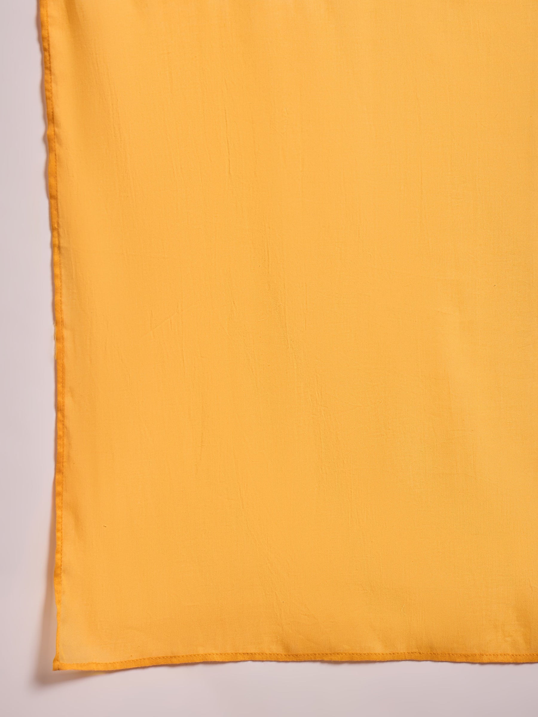 Yellow Floral Cambric V Neck Kurta With Pencil Pants & Dupatta-Shae by SASSAFRAS