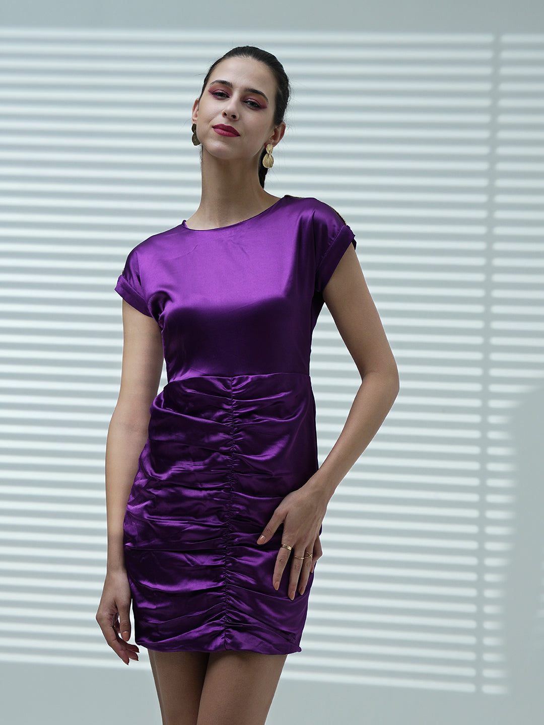 Lilac Satin Bodycon Mini Dress | Miss Floral | SilkFred US