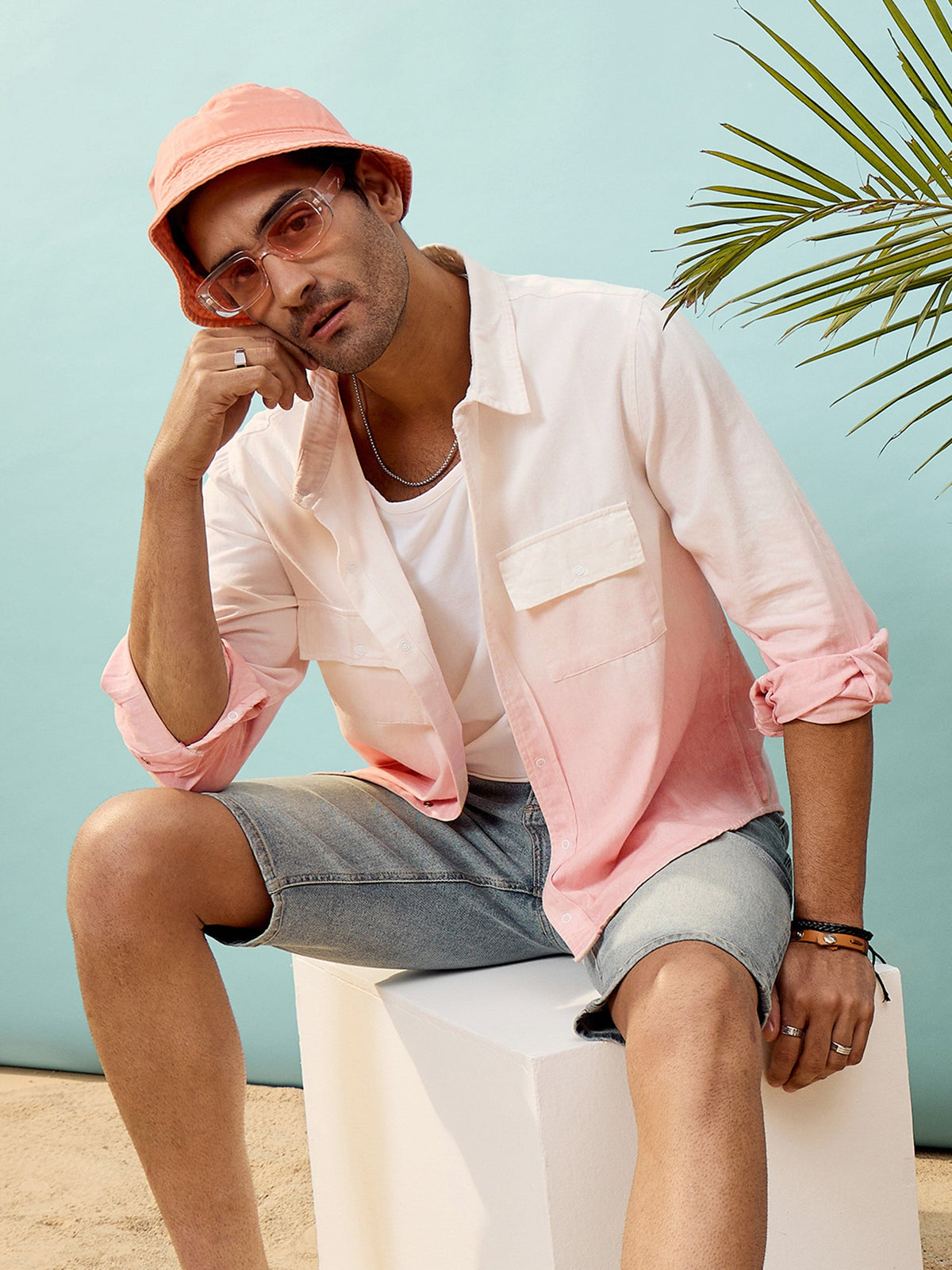 Mauve & White Ombre Shirt-MASCLN SASSAFRAS