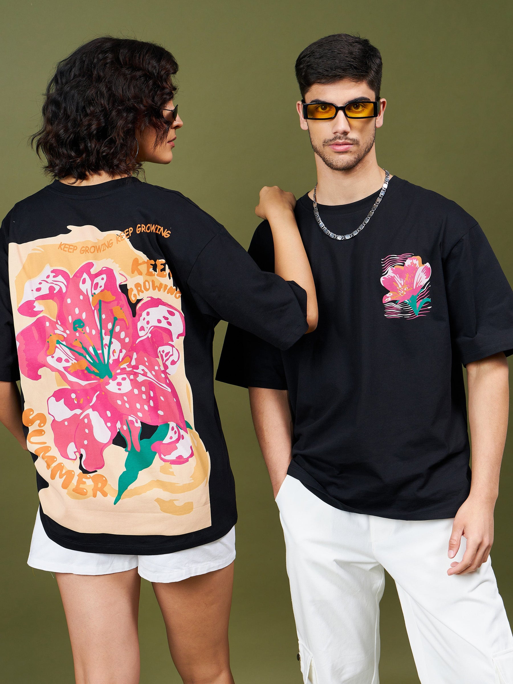 Unisex Black SUMMER Oversized T-Shirt-MASCLN SASSAFRAS