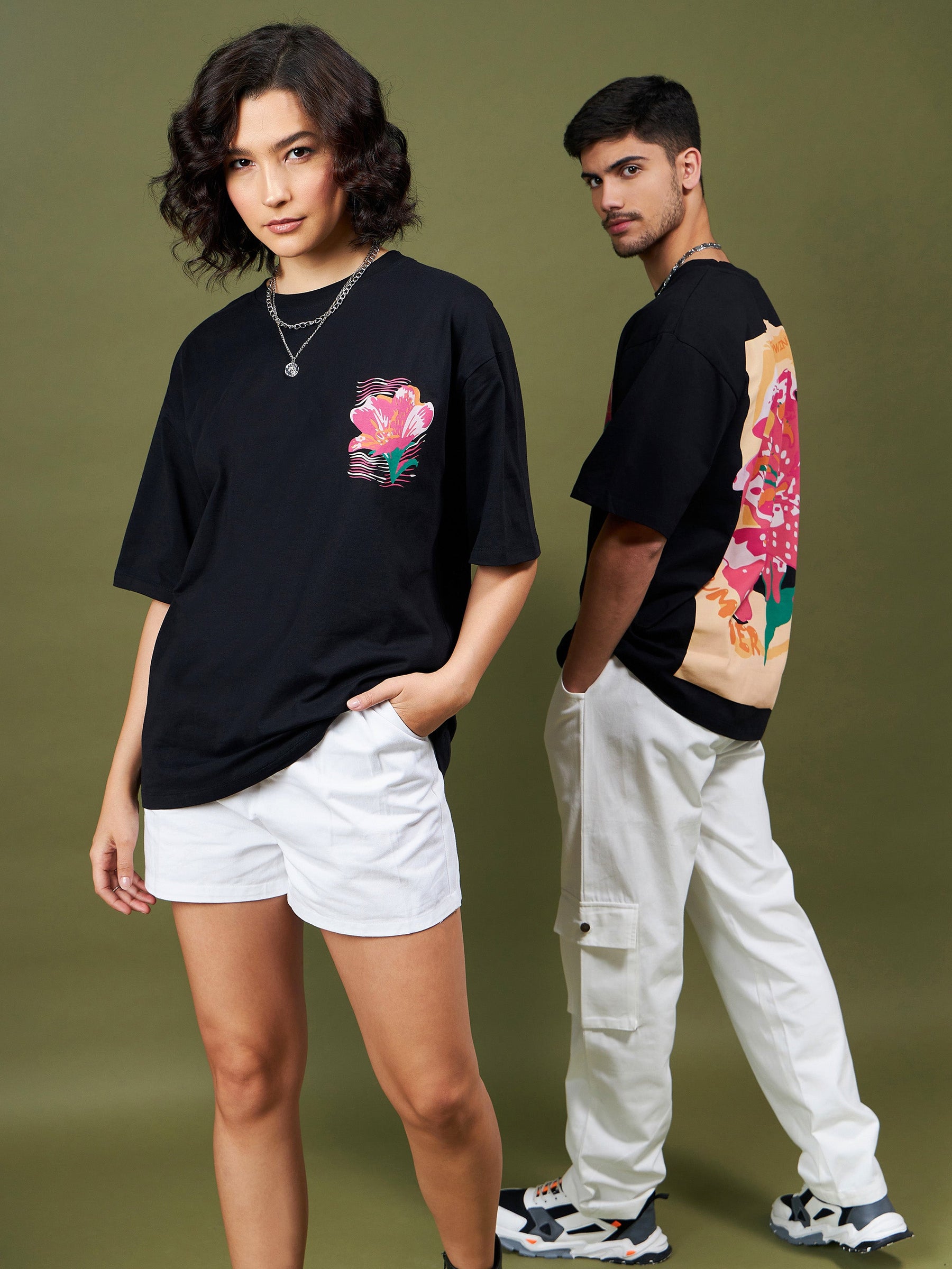 Unisex Black SUMMER Oversized T-Shirt-MASCLN SASSAFRAS