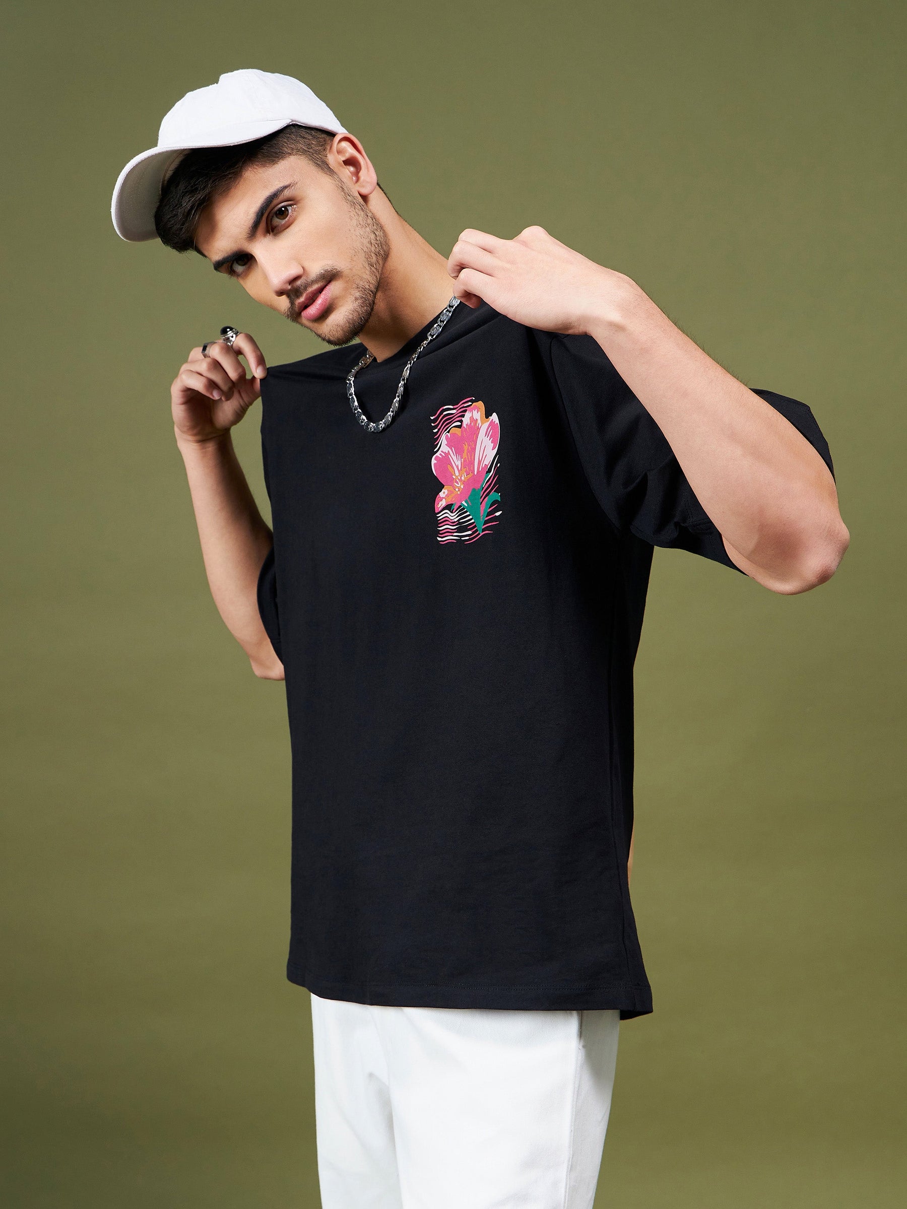 Unisex Black SUMMER Oversized T-Shirt-MASCLN SASSAFRAS