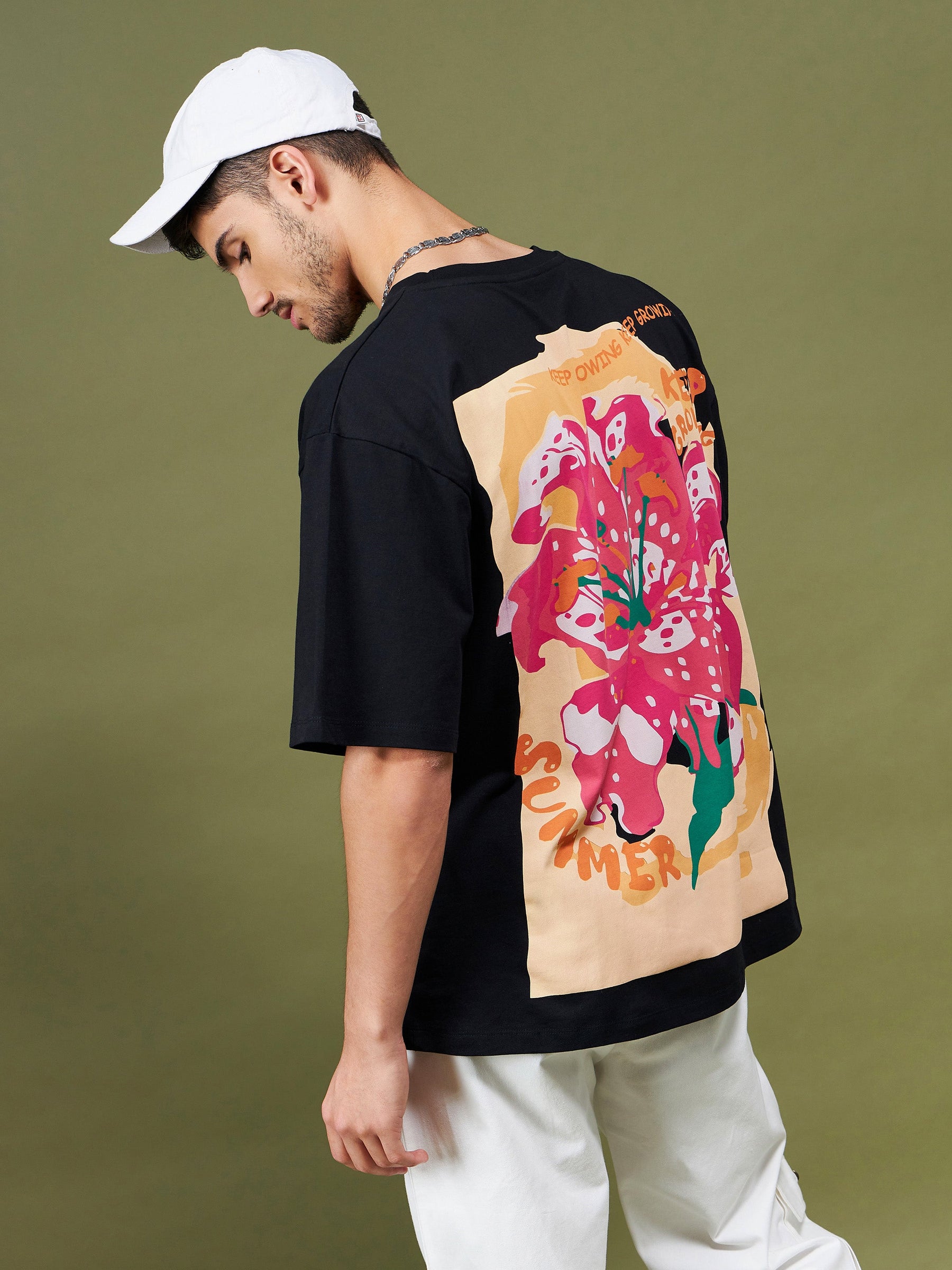 Unisex Black SUMMER Oversized T-Shirt-MASCLN SASSAFRAS