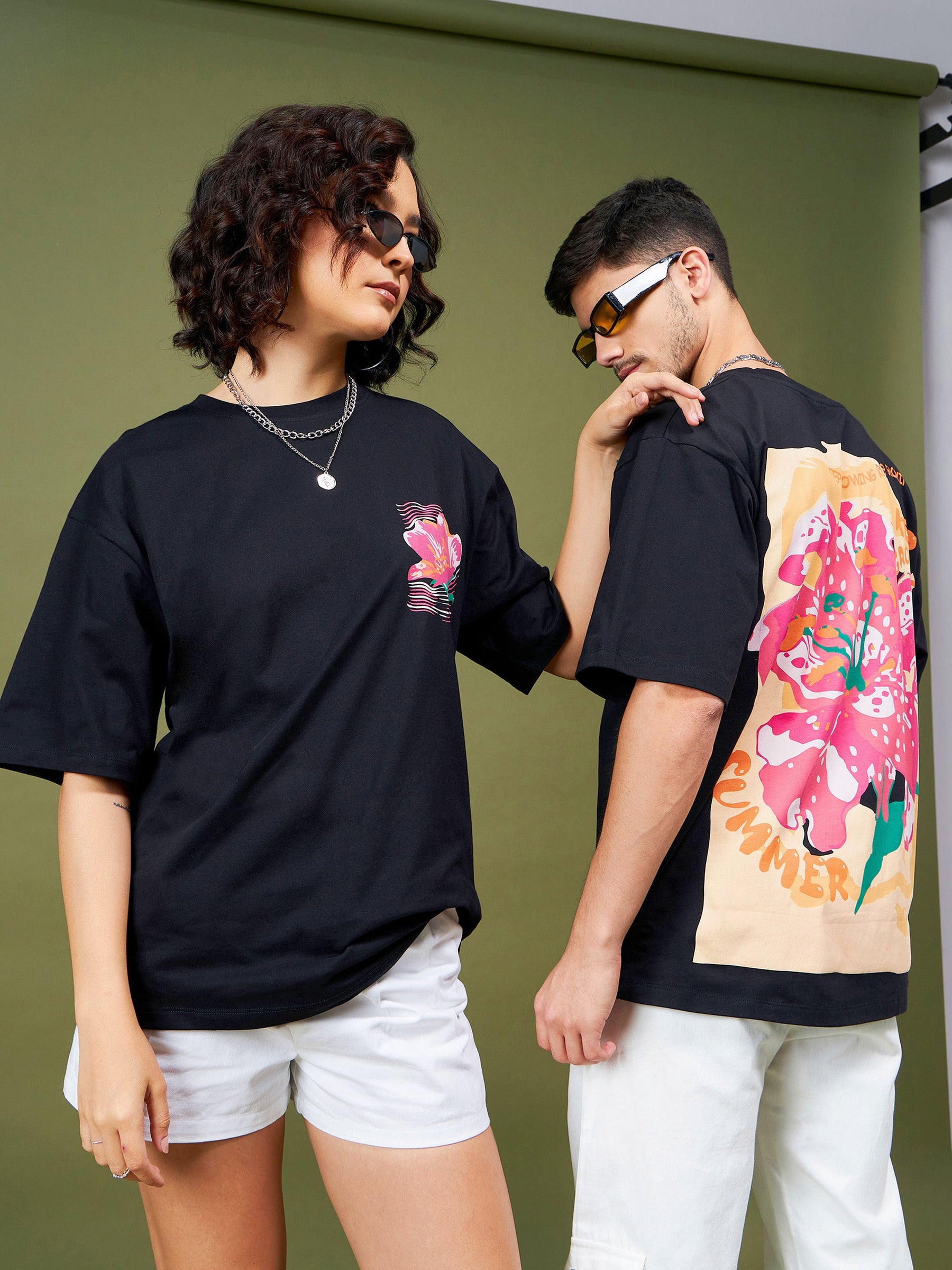 Unisex Black SUMMER Oversized T-Shirt-MASCLN SASSAFRAS