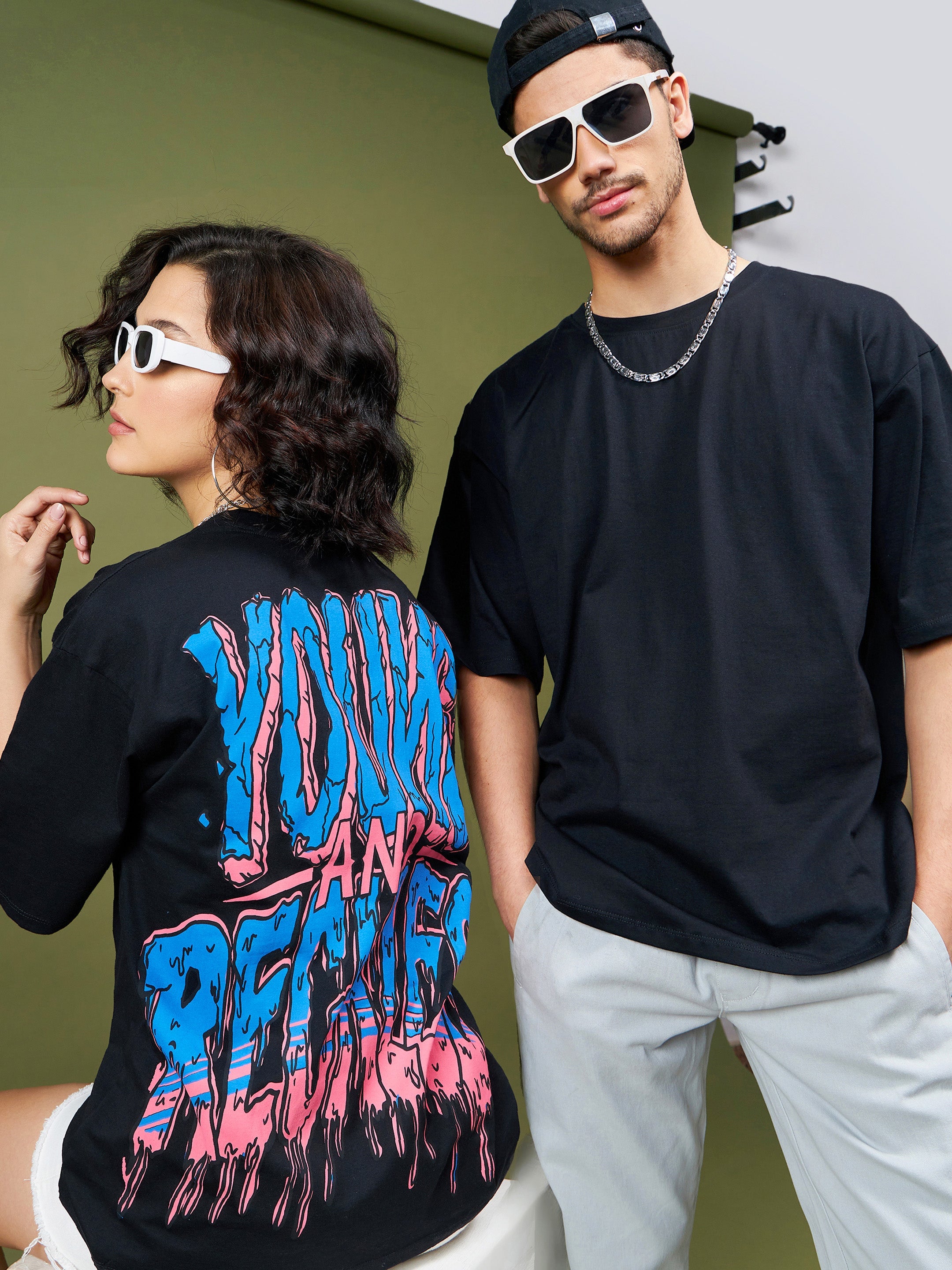 Buy Unisex Black YOUNG & RECKLESS Oversized T-Shirt Online at Best