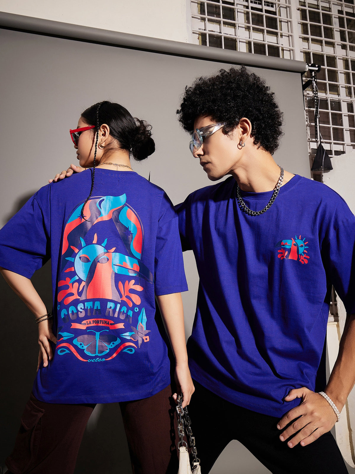 Unisex Blue COSTA RICA Oversized T-Shirt-MASCLN SASSAFRAS