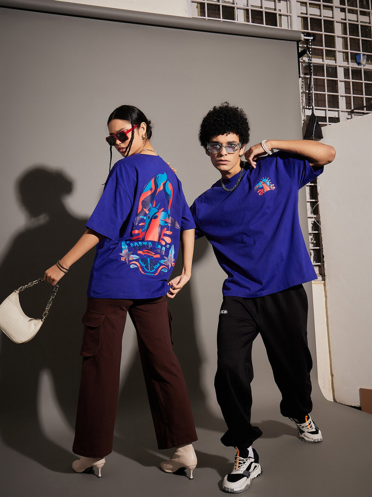 Unisex Blue COSTA RICA Oversized T-Shirt-MASCLN SASSAFRAS