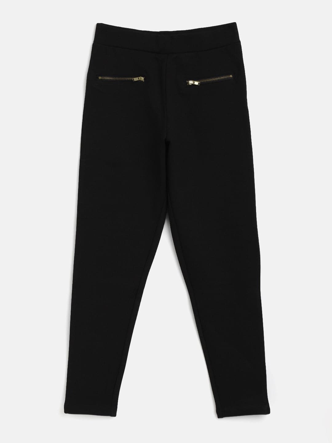 Girls Black Pocket Zipper Jeggings-Girls Jeggings-SASSAFRAS