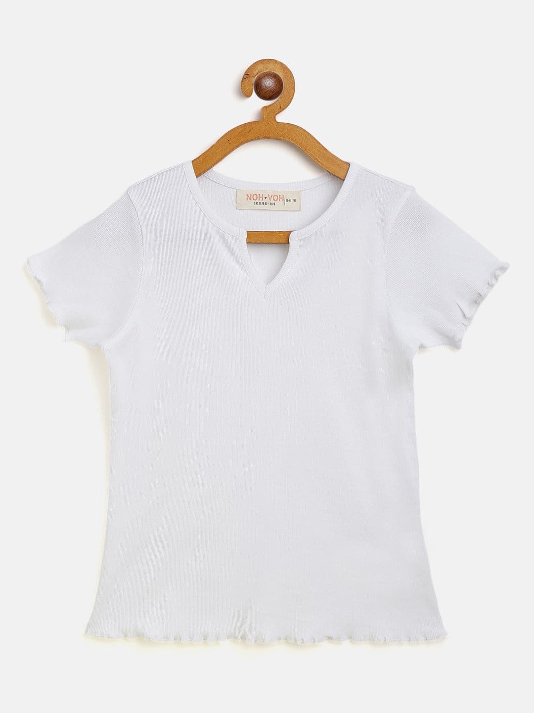 Buy Girls White Rib V-Neck Top Online at Sassafras