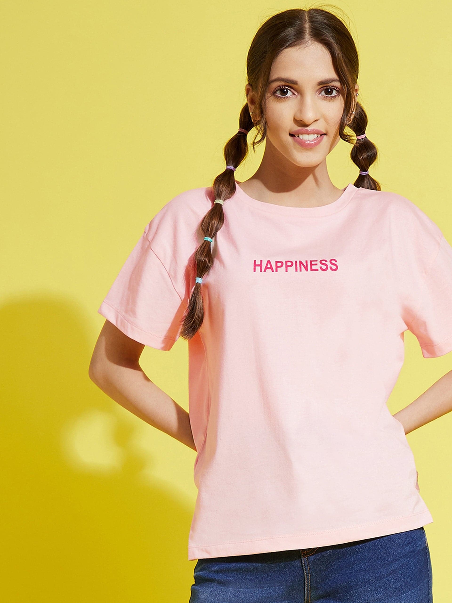 Youth Girl's Crest T-Shirt, Vintage Black - Happiness Is