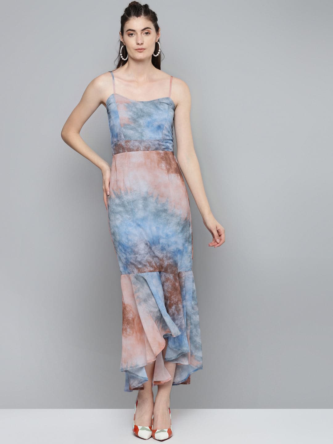 Maxi Dress Tie Dye Strappy Dress Tie Dye Print Maxi Dress Casual V