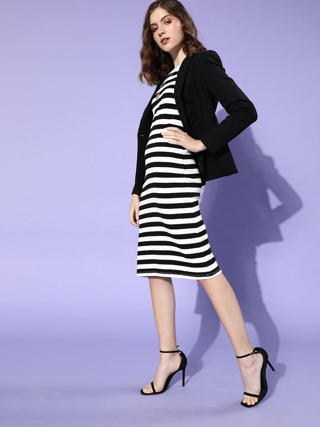 Buy Black & White Stripe Rib Bodycon Dress Online at Best Price - Sassafras Buy Black & White Stripe Rib Bodycon Dress Online at Best Price - Sassafras