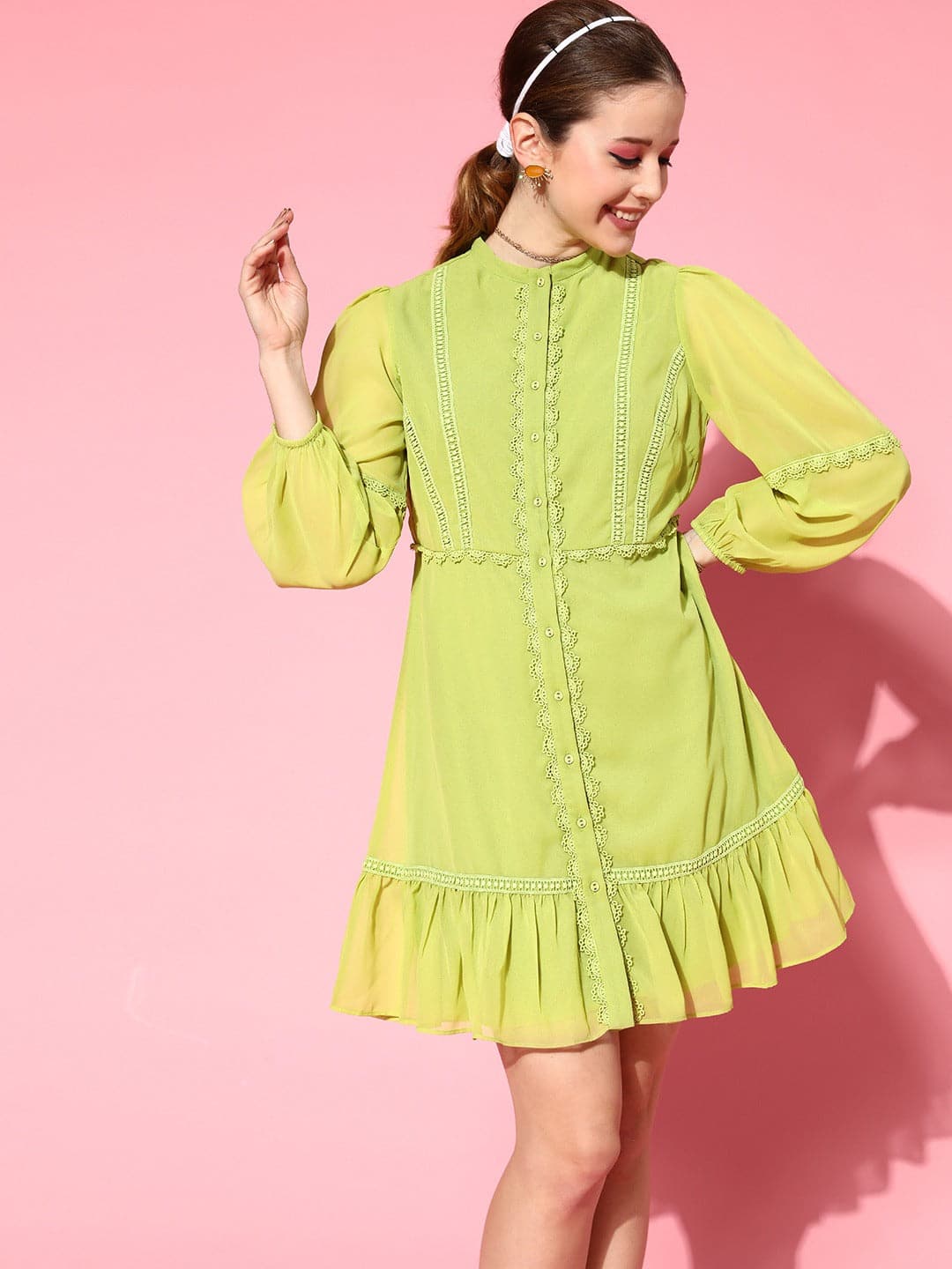 Lace Dress - Light green - Ladies