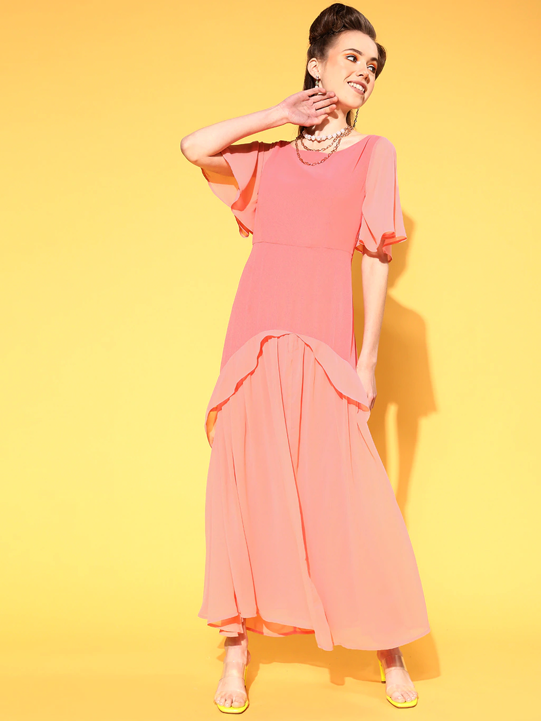 Peach maxi dress on sale casual