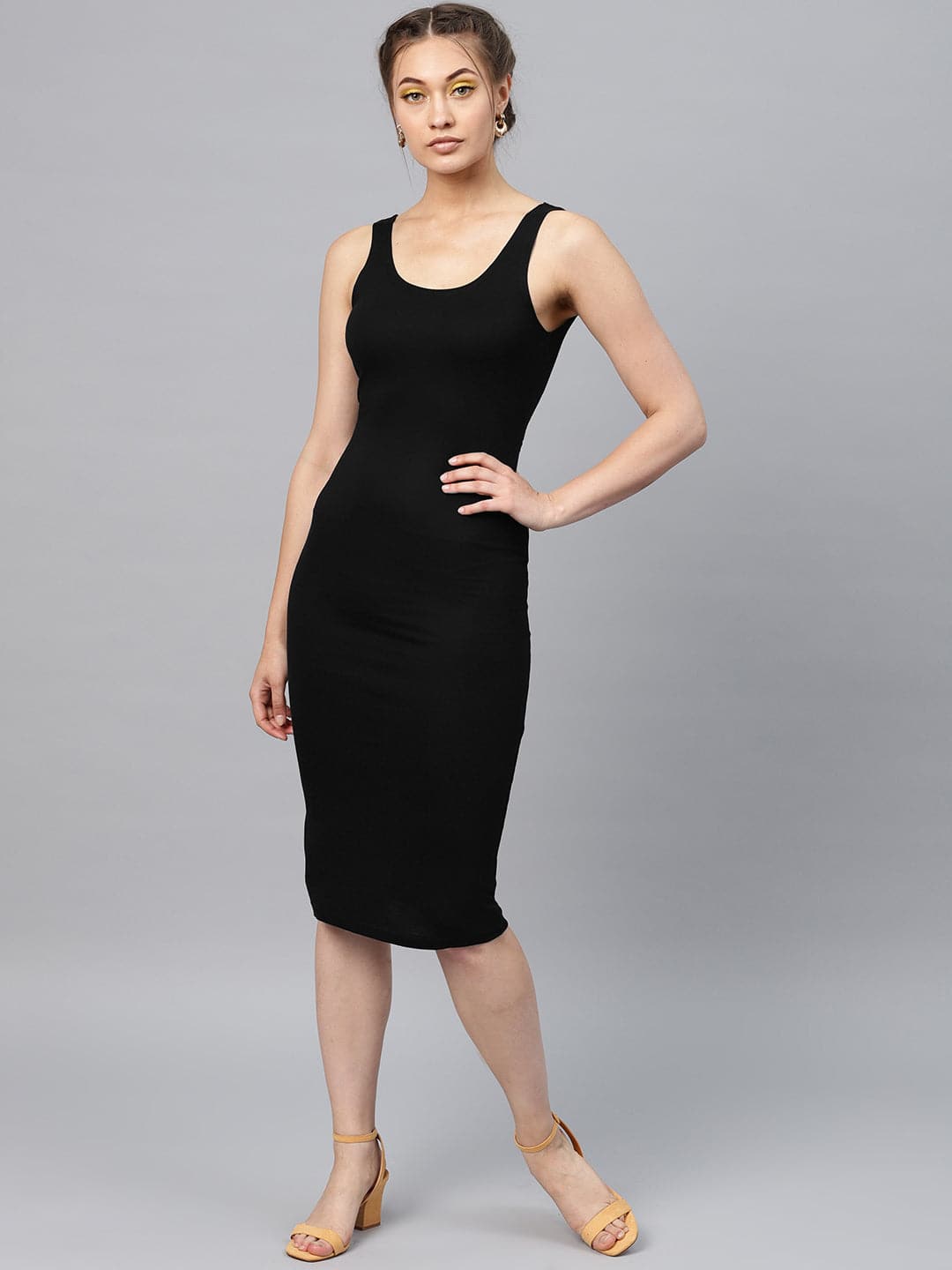 Black Back Knot Cutout Dress-Dress-SASSAFRAS