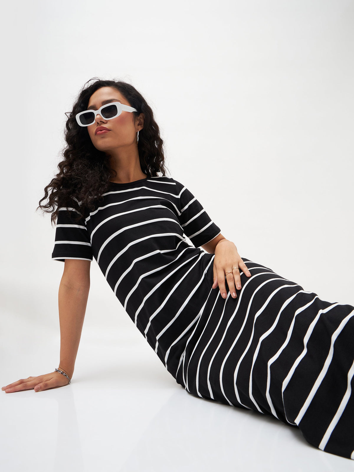 Black White Stripe Maxi-SASSAFRAS
