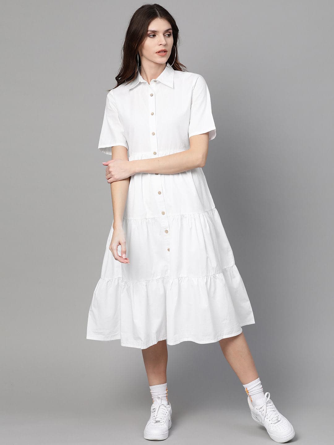 White ladies store shirt dress