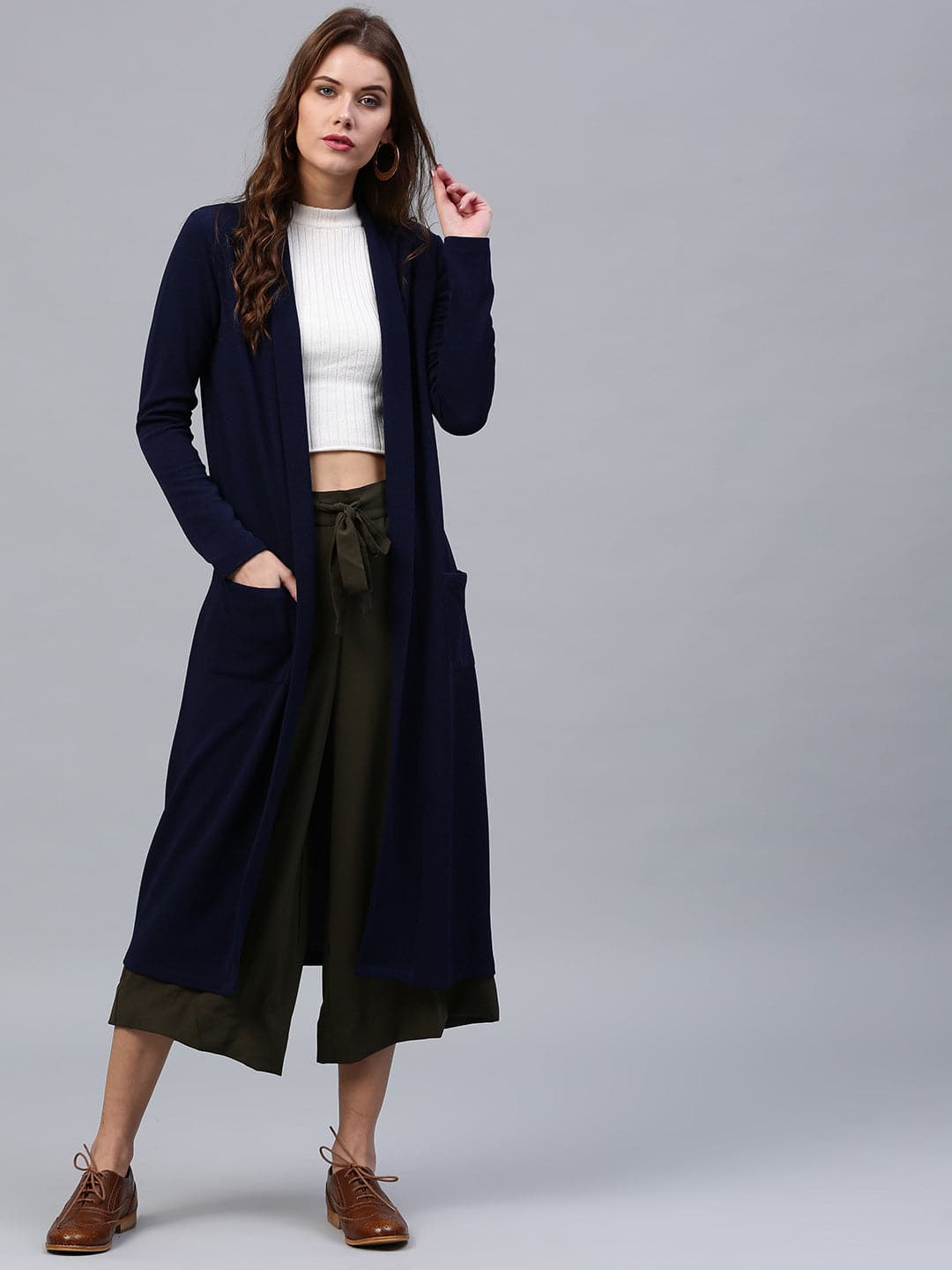 Buy Navy Longline Shrug Online At Best Price - Main Image