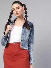 Blue Acid Wash Denim Jacket-Jackets-SASSAFRAS