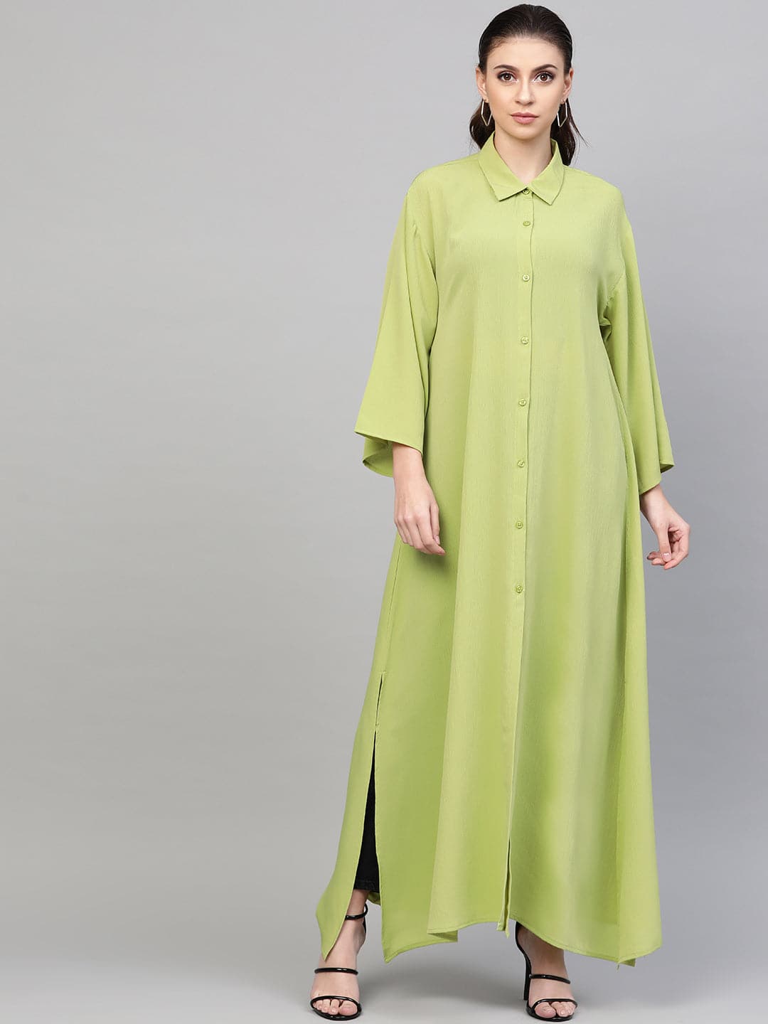 Mint Green Button Placket Longline Shrug-Shrugs-SASSAFRAS