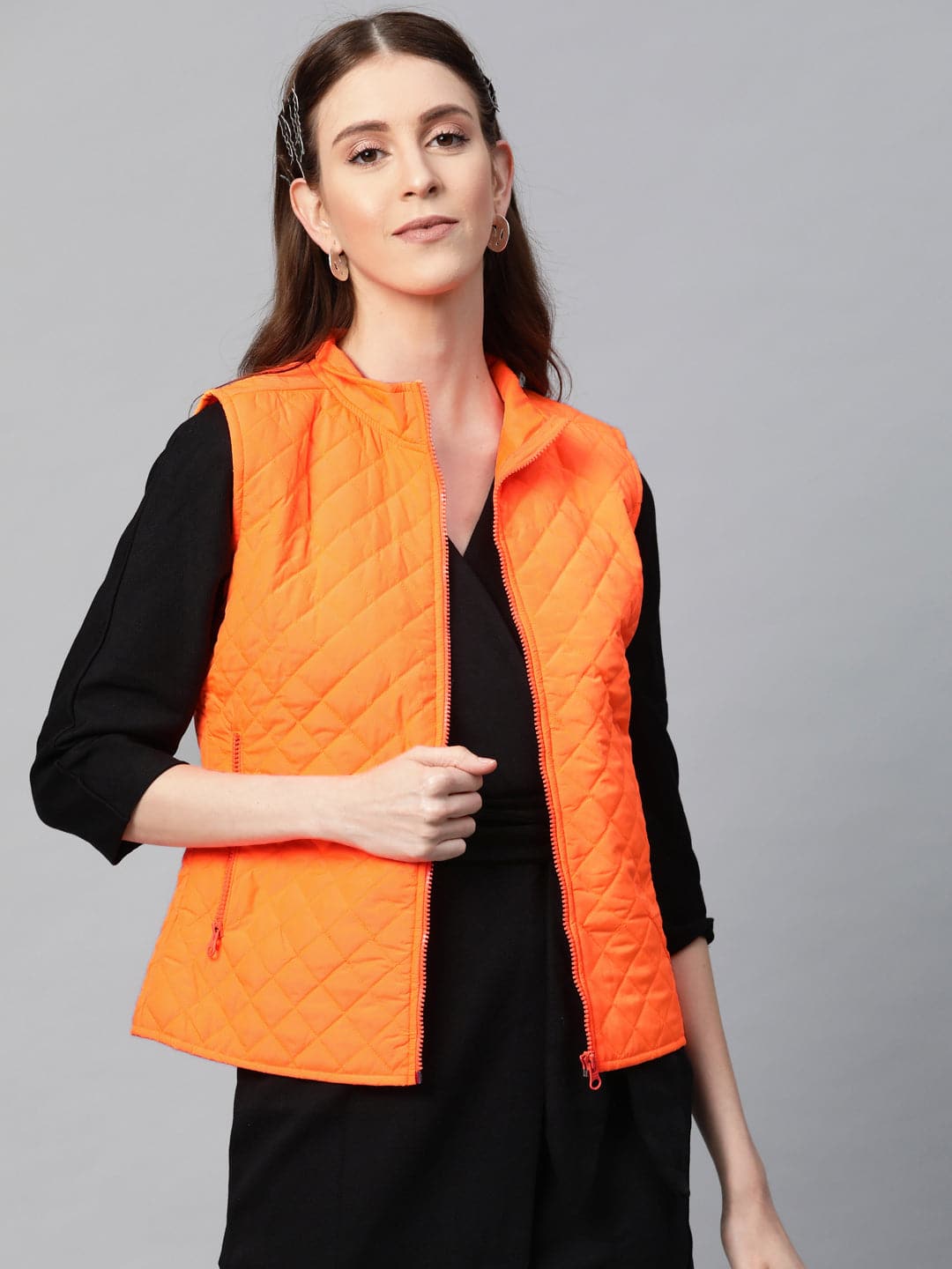 Orange puffer cheap vest womens