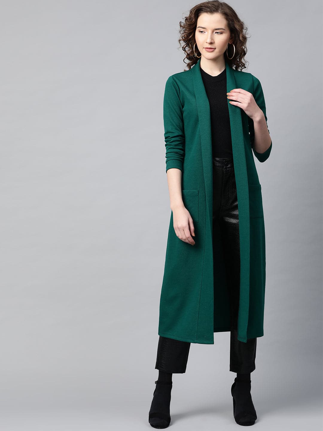 Emerald Rib Front Open Longline Shrug-Shrugs-SASSAFRAS