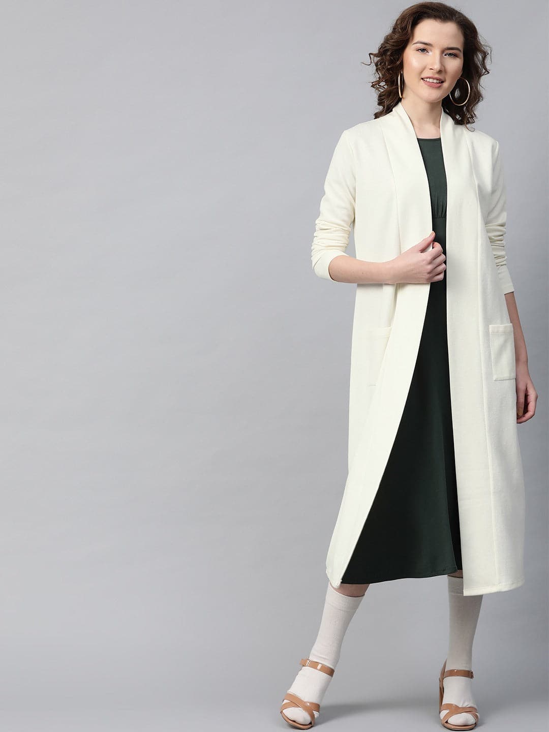 Off White Rib Front Open Longline Shrug-Shrugs-SASSAFRAS
