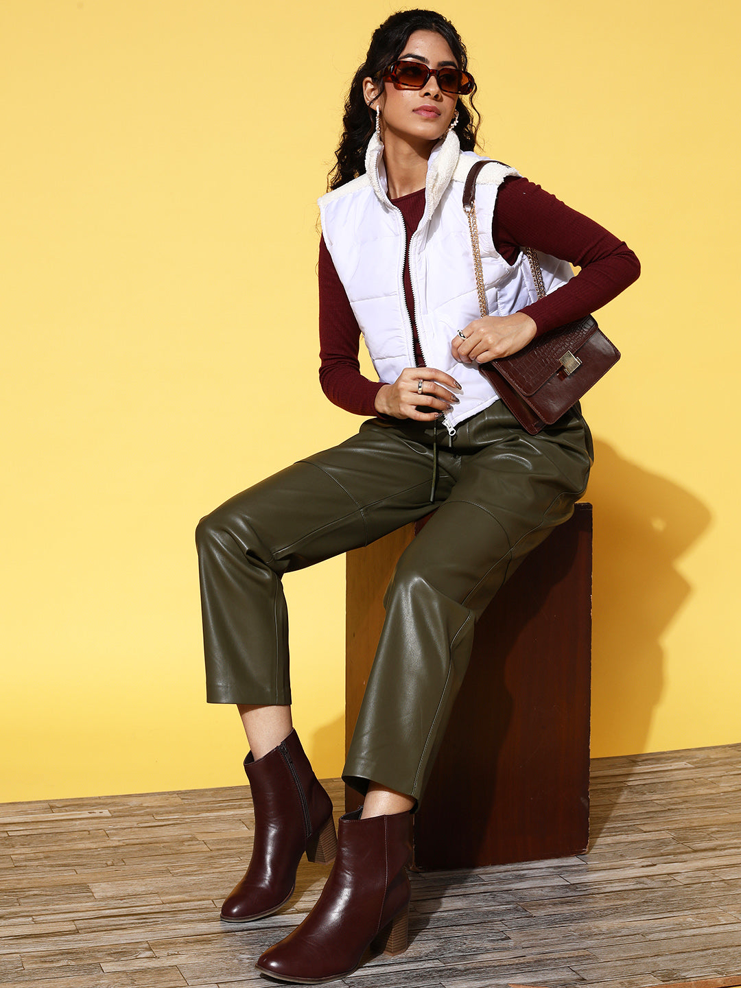 White Fur Shoulder Crop Puffer Jacket-SASSAFRAS