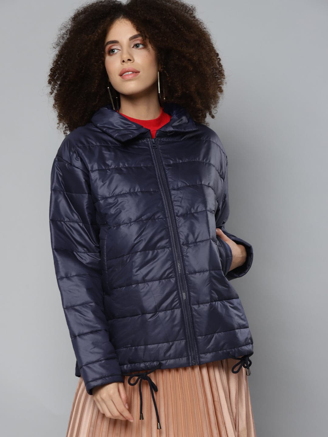 Buy Navy Oversized Quilted Jacket Online At Best Price
