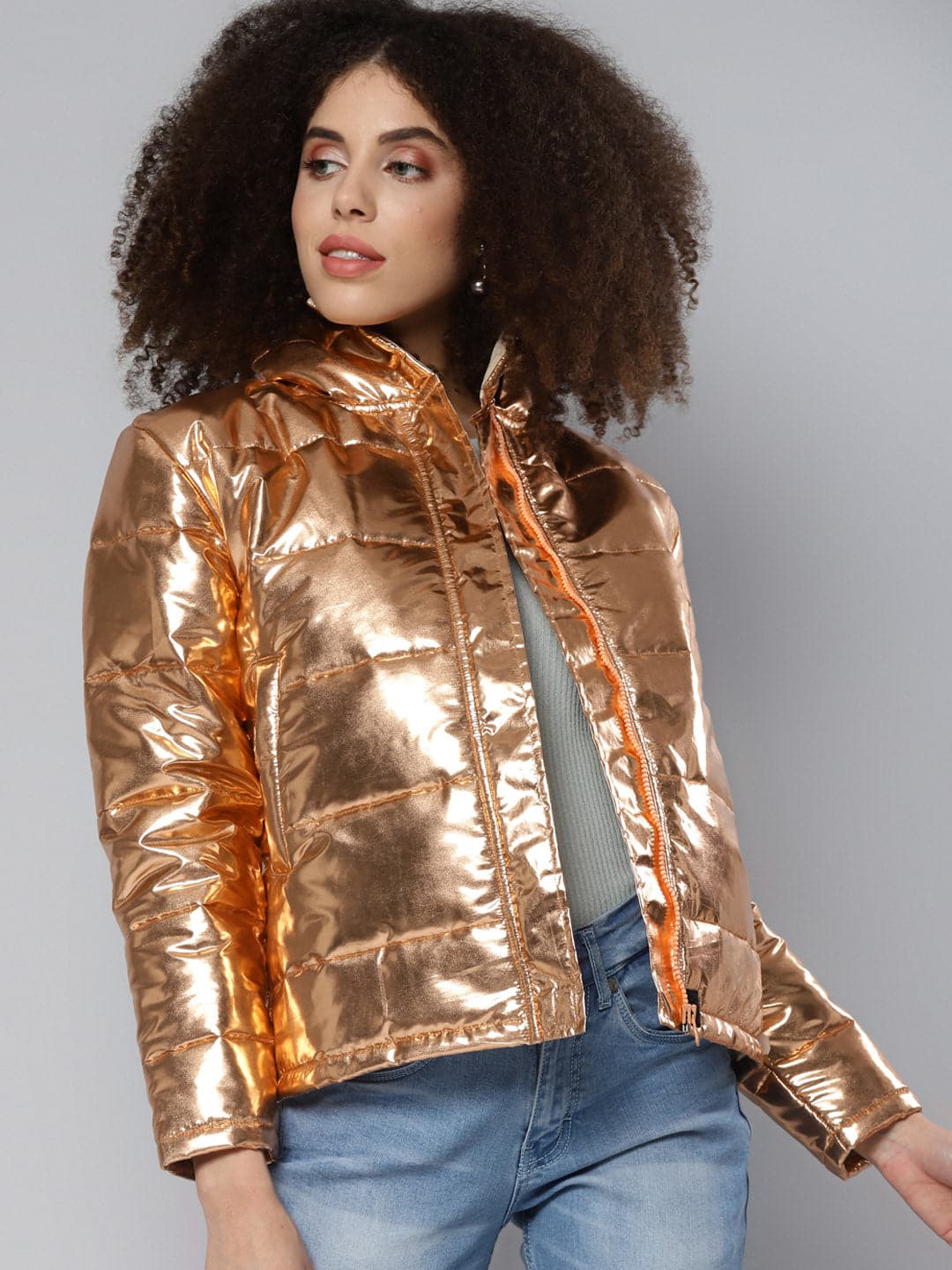 Metallic sales jacket women's