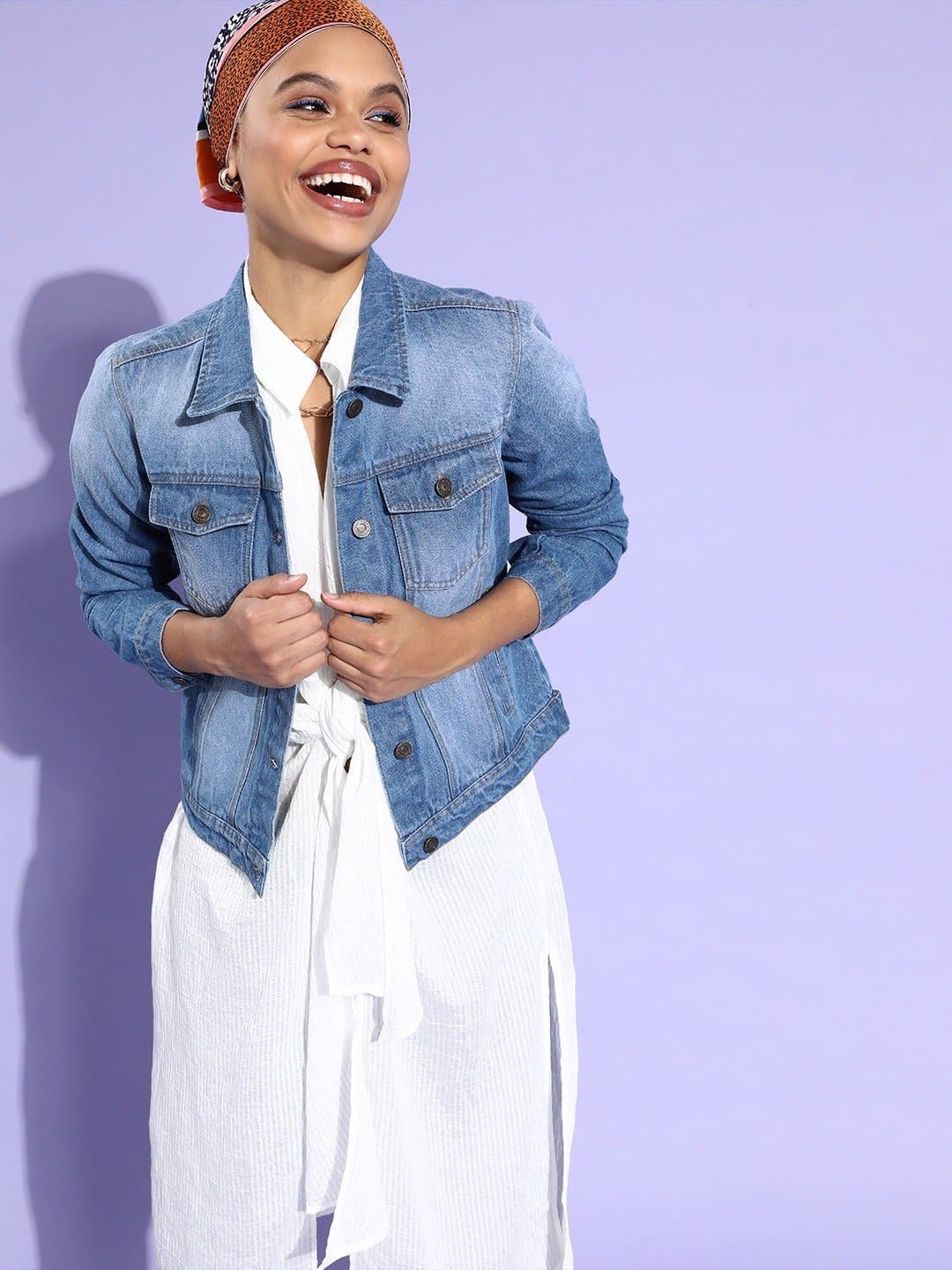 Blue Basic Denim Regular Jacket-Jackets-SASSAFRAS