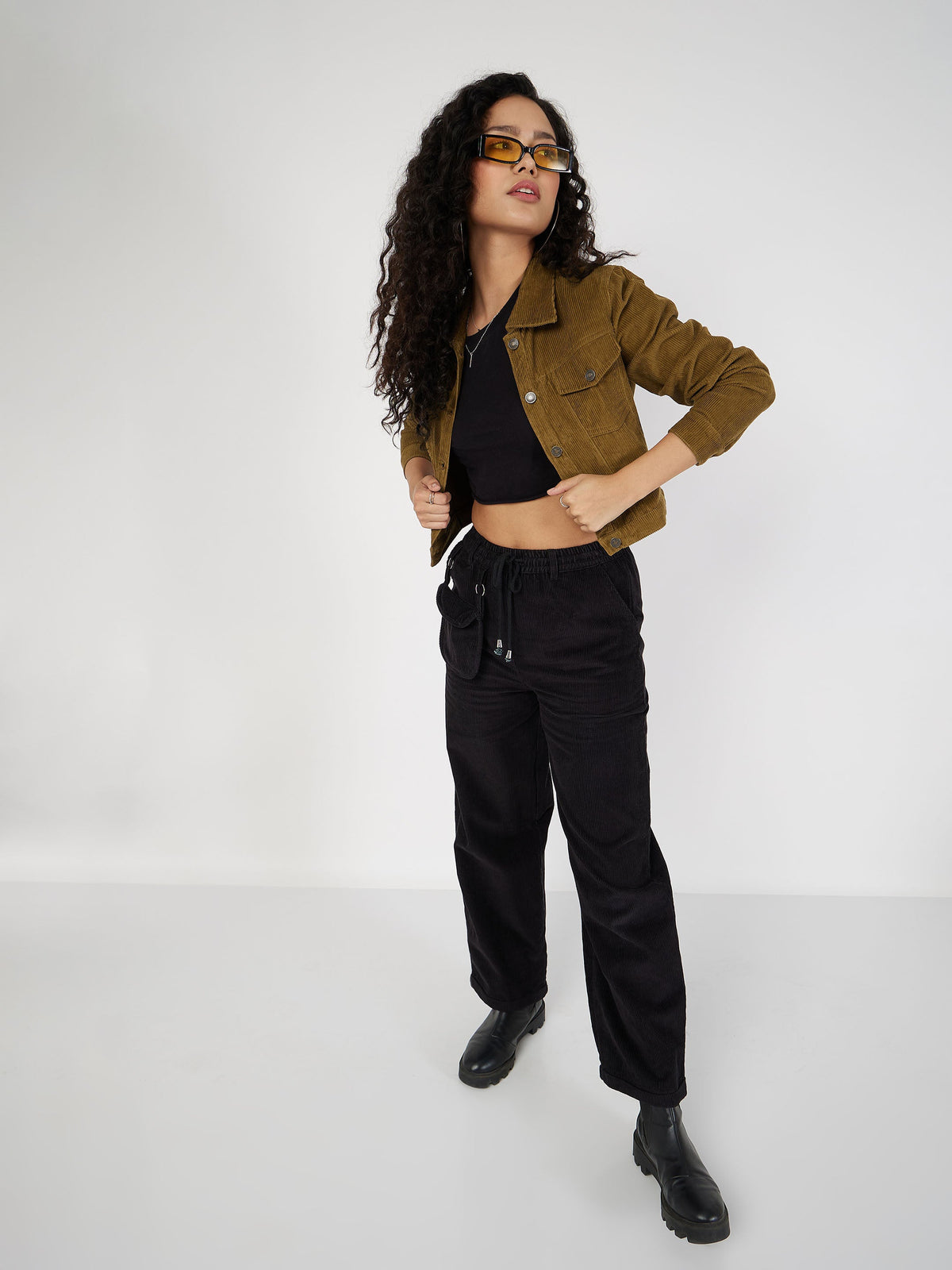 Beige Corduroy Boxy Jacket-SASSAFRAS