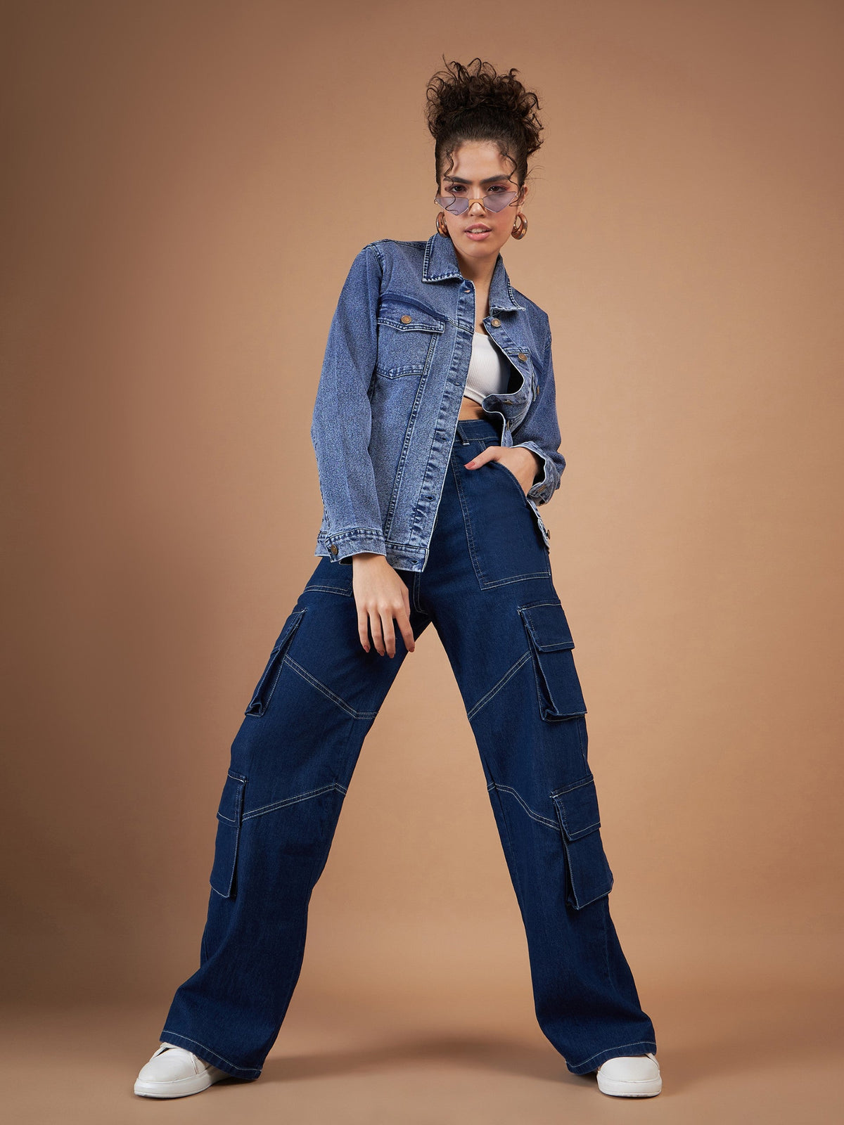 Navy Washed Denim Oversized Jacket-SASSAFRAS