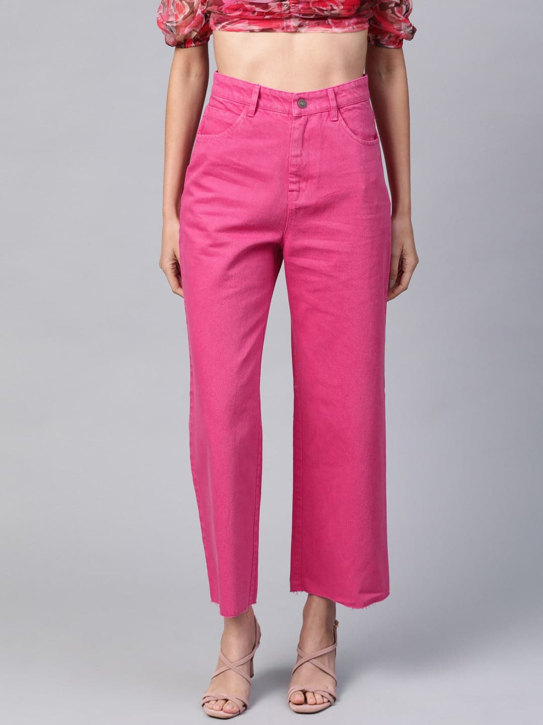Fuchsia Raw Edge Jeans-Jeans-SASSAFRAS