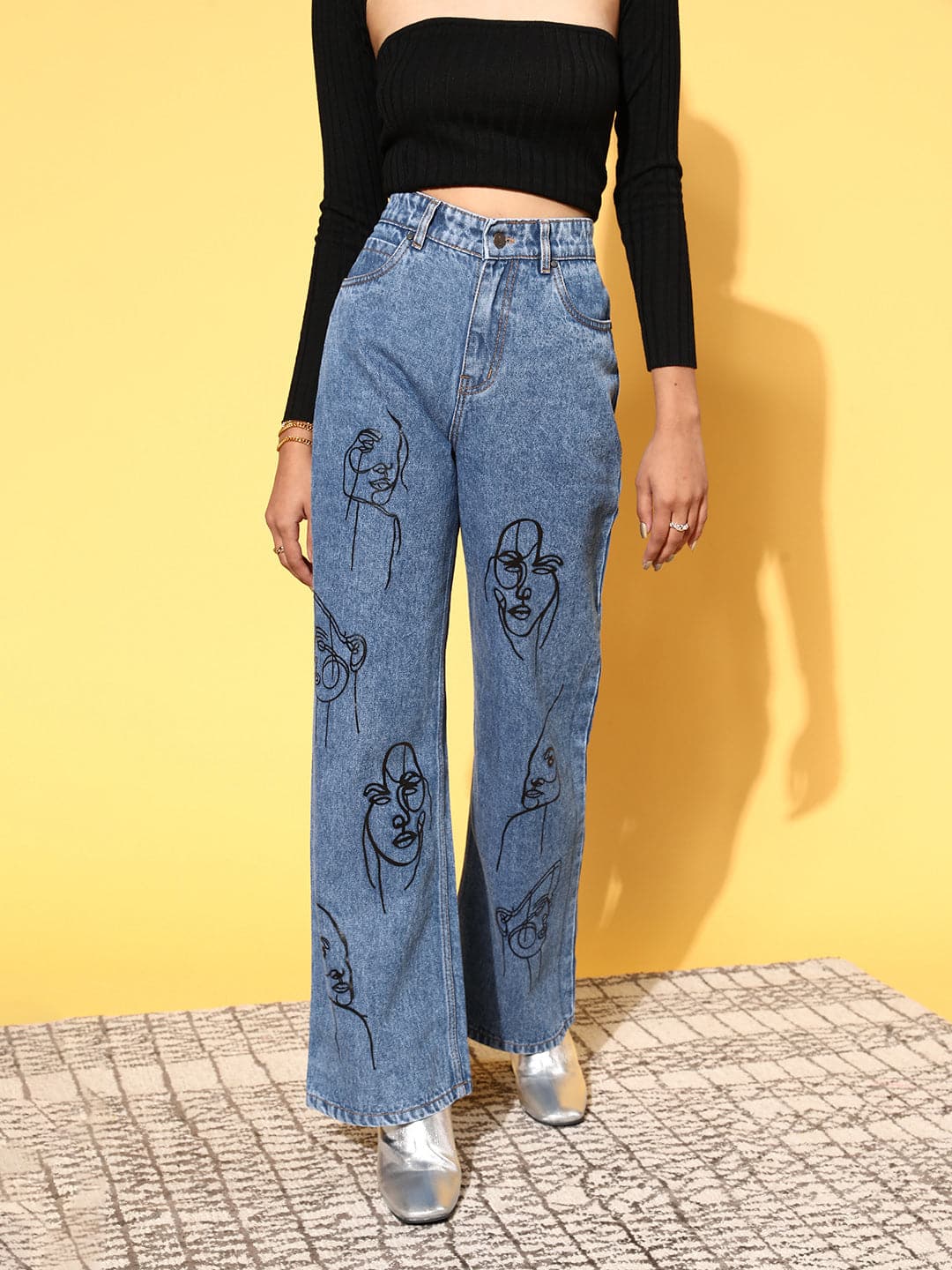 womens printed jeans