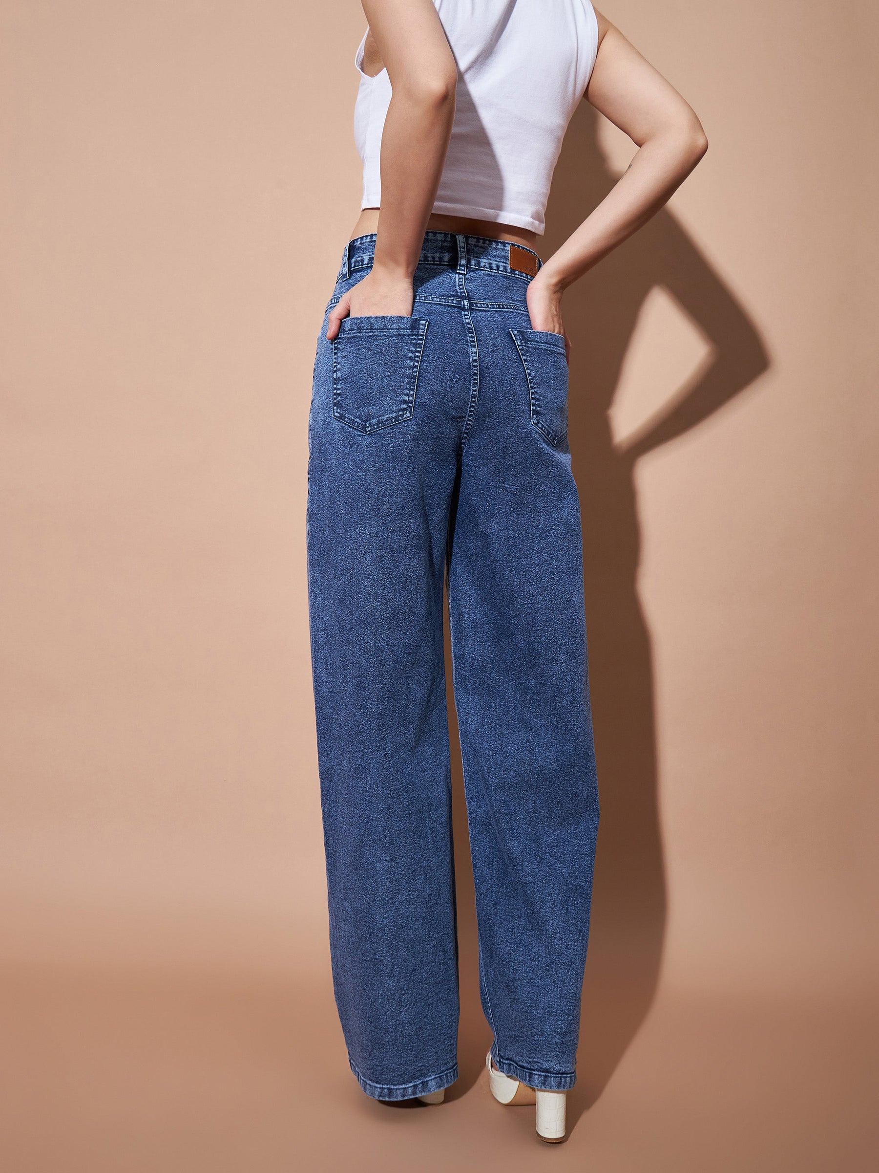 Blue High Waist Straight Jeans-SASSAFRAS BASICS
