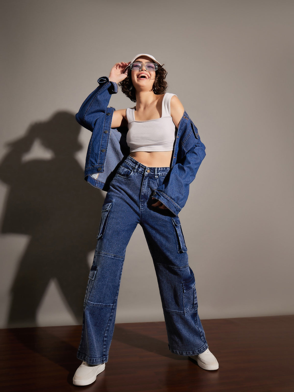 Blue Washed Multi Pockets Detail Jeans-SASSAFRAS