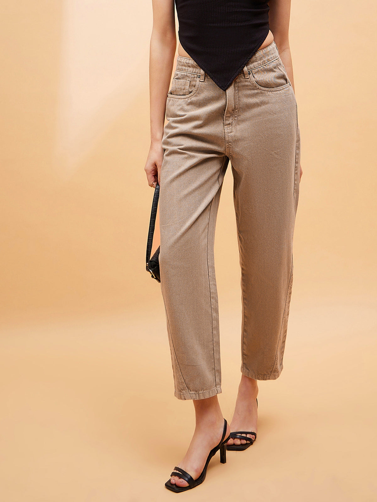 Beige Balloon Fit Jeans-SASSAFRAS BASICS