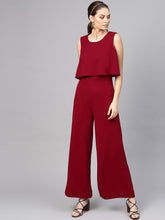 Maroon Layered Jumpsuit-Jumpsuits-SASSAFRAS
