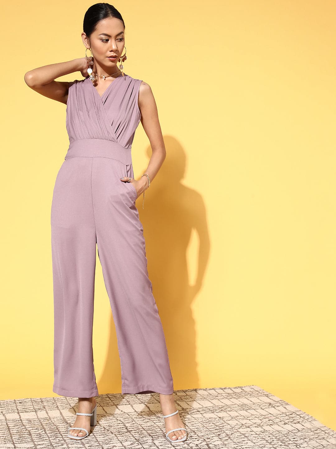 Buy Lavender Wrap Gathered Jumpsuit Online At Best Price