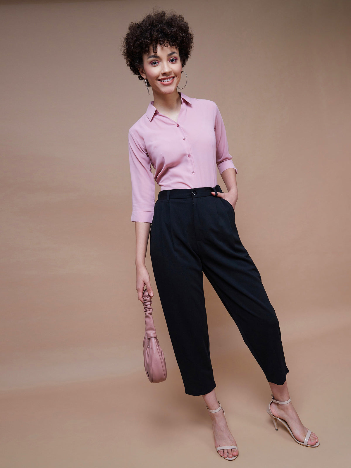 Black Stretch Knit Tapered Pants -SASSAFRAS BASICS