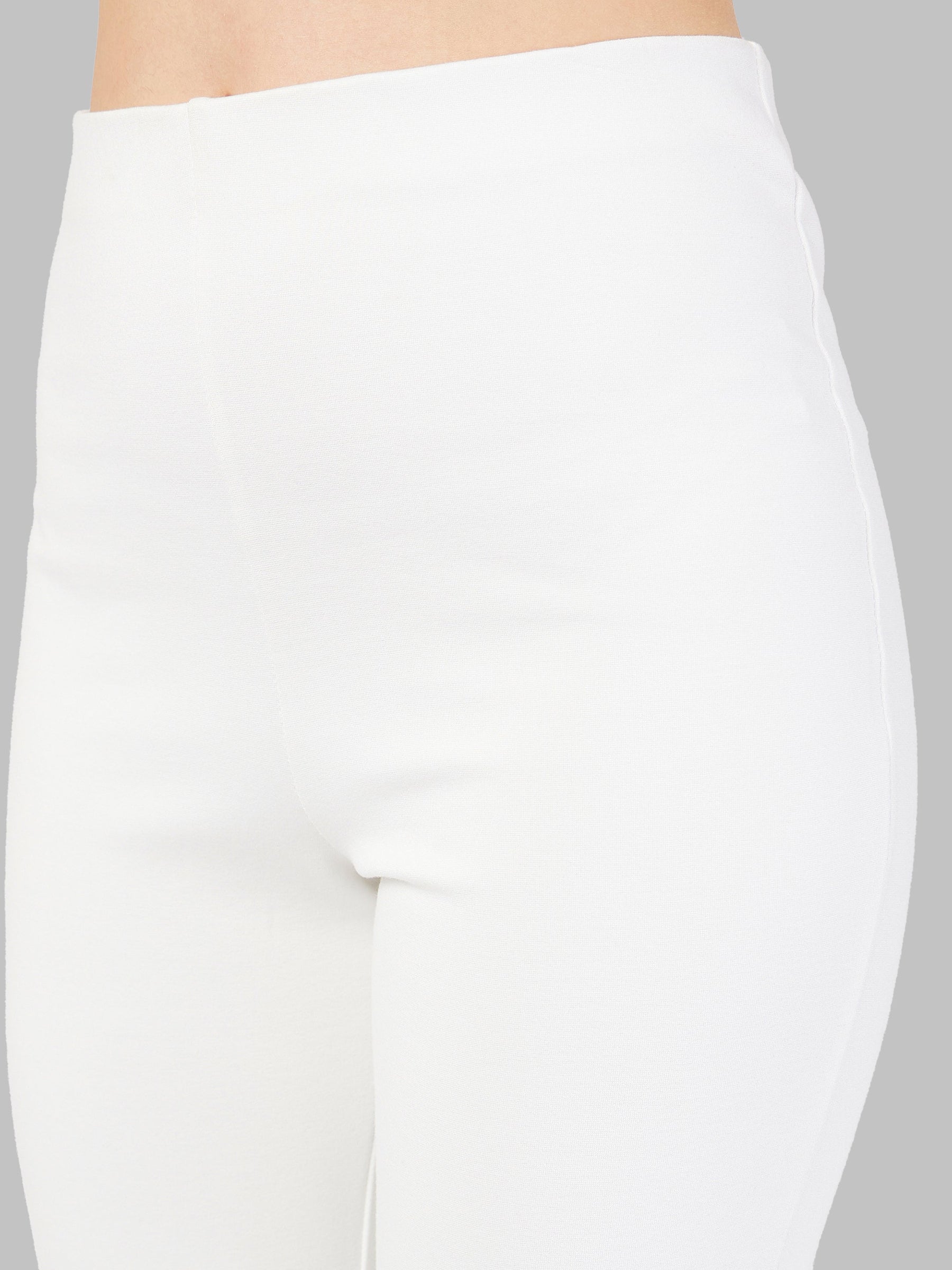 White Bell Bottom 4-Way Stretch Pants-SASSAFRAS