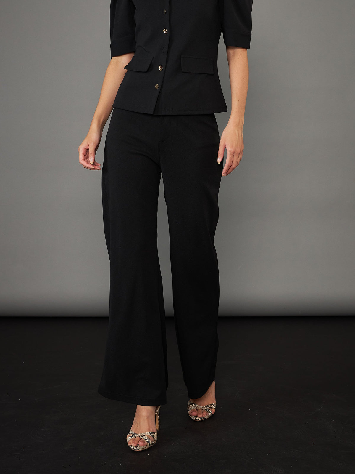 Black Knitted Bell Bottom Pants-SASSAFRAS worklyf