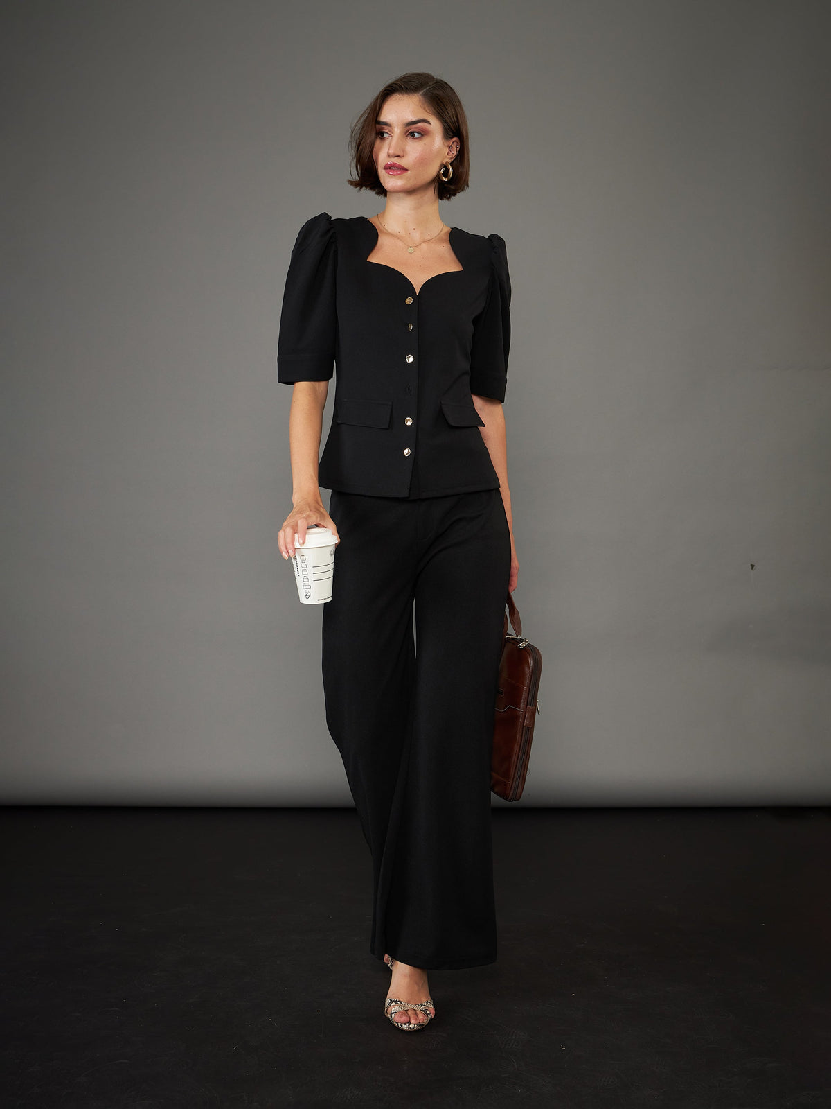 Black Knitted Bell Bottom Pants-SASSAFRAS worklyf