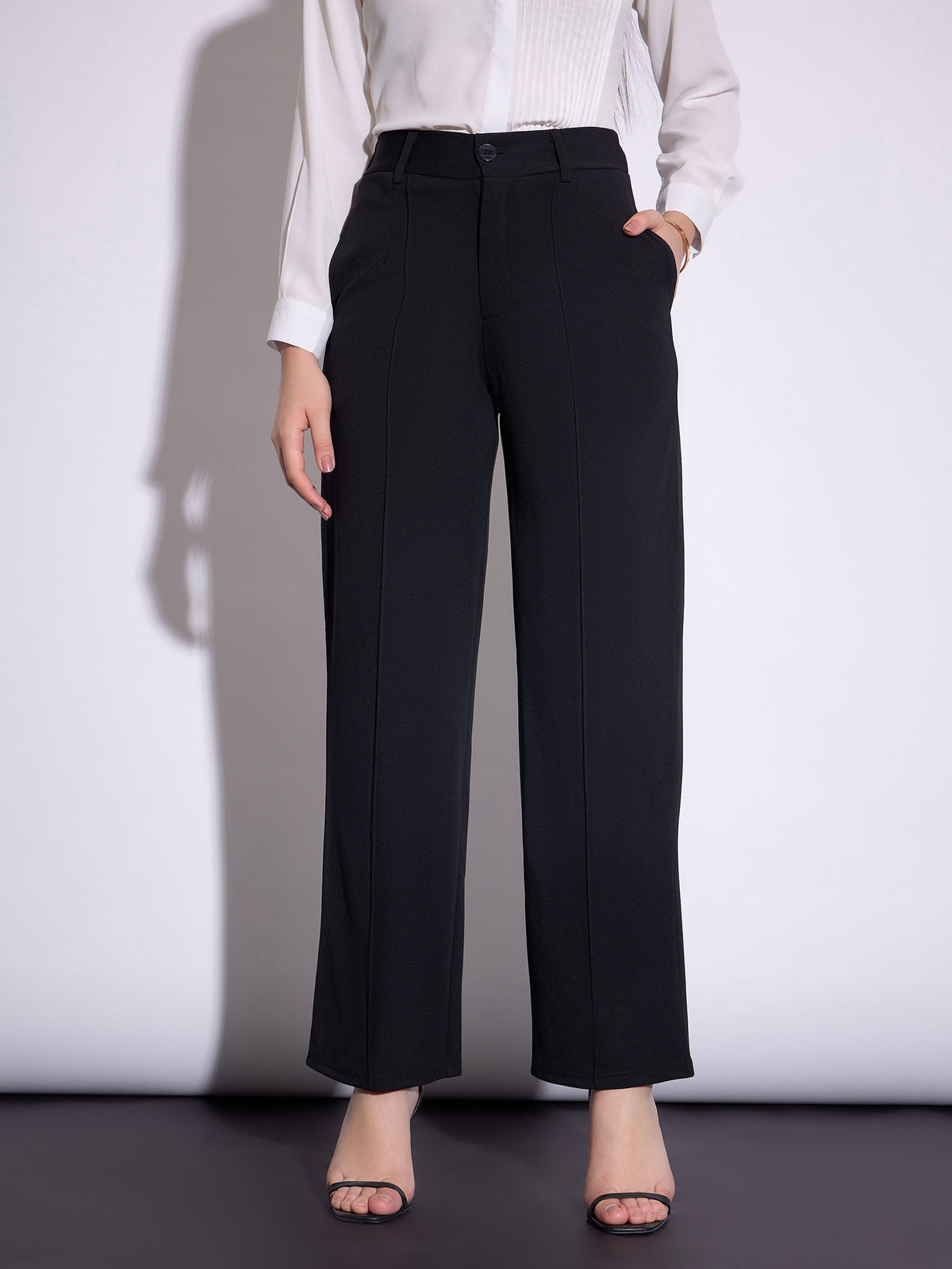 Black Front Darted Pants-SASSAFRAS worklyf