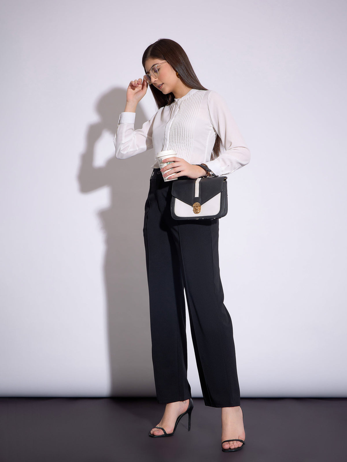Black Front Darted Pants-SASSAFRAS worklyf