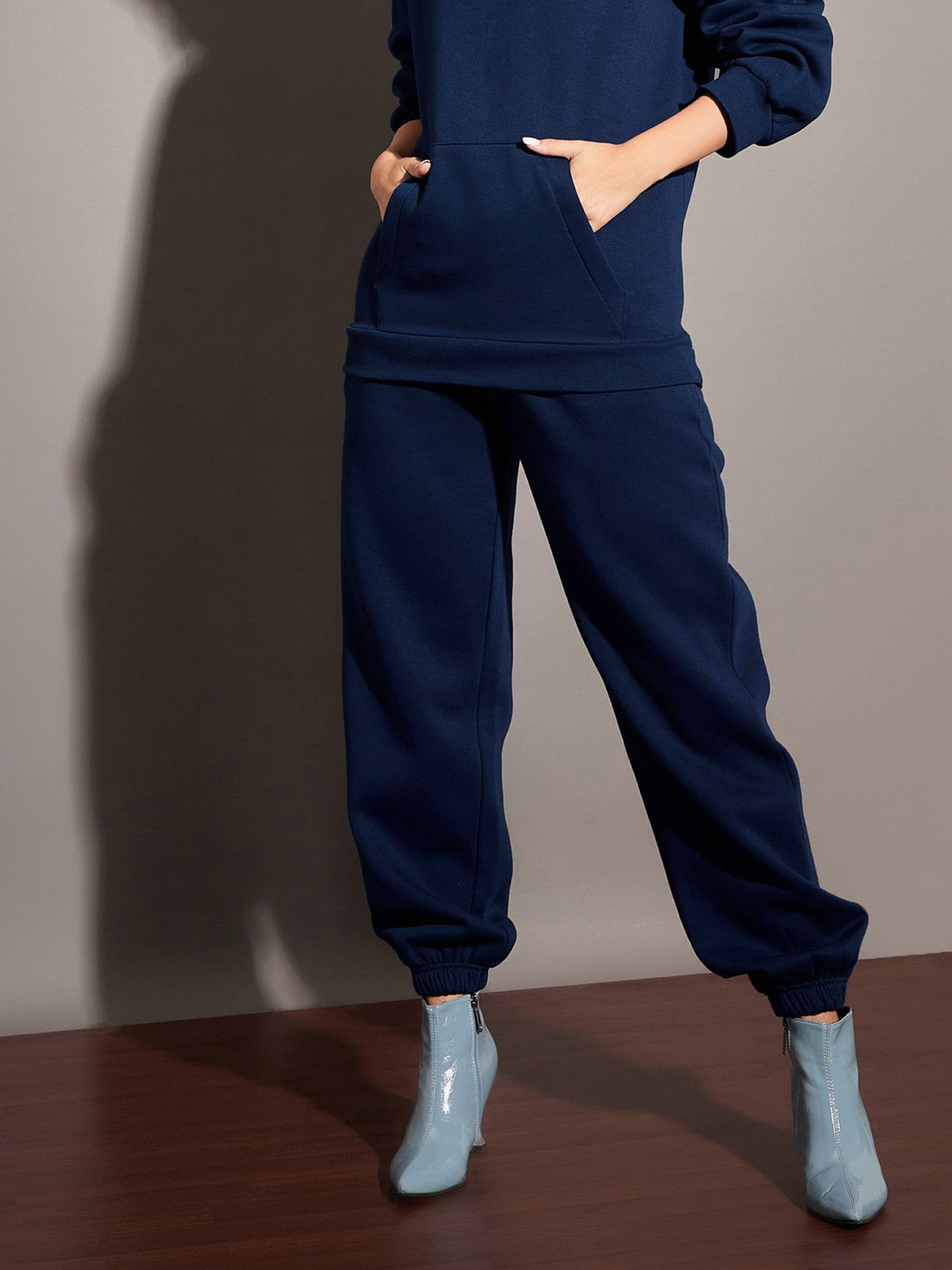 Navy Fleece Baggy Joggers-SASSAFRAS