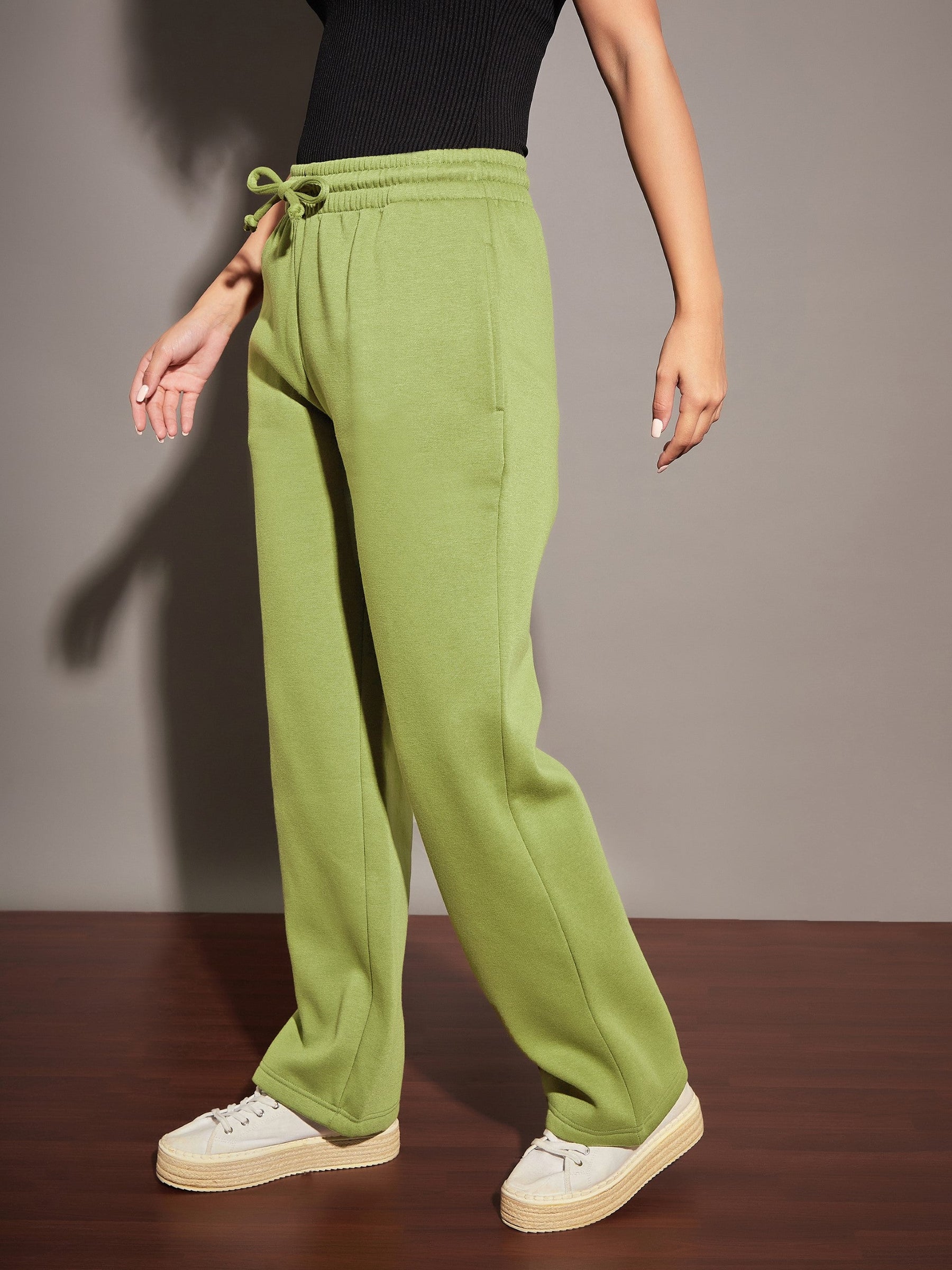 Olive Fleece Track Pants-SASSAFRAS
