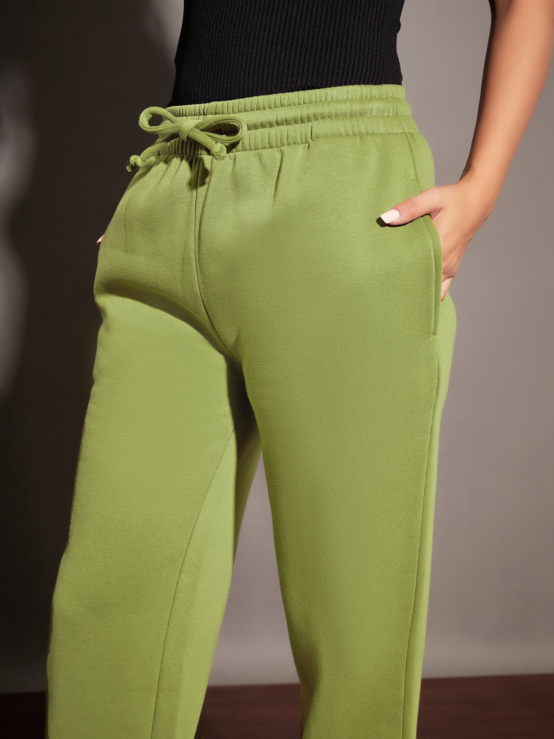 Olive Fleece Track Pants-SASSAFRAS